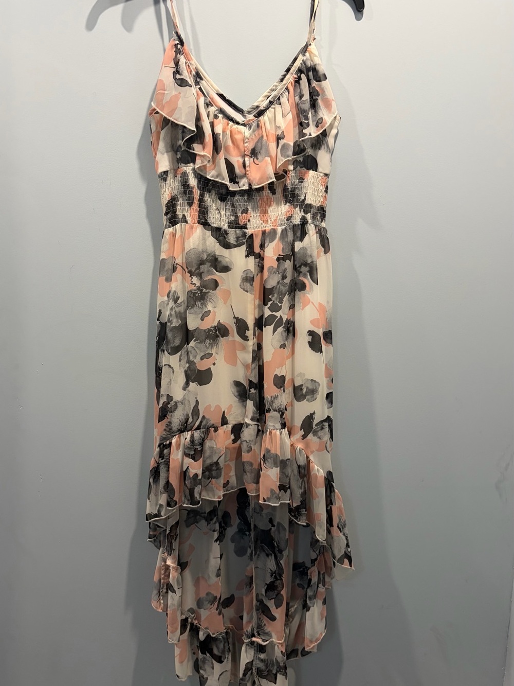 HeartSoul Floral High-Low Smocked Waist Spaghetti Strap Dress Size S